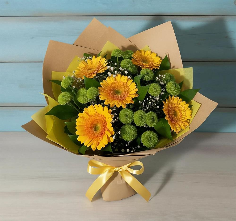 Букет цветов из: Герберы и Хризантемы в Головинка Сочи