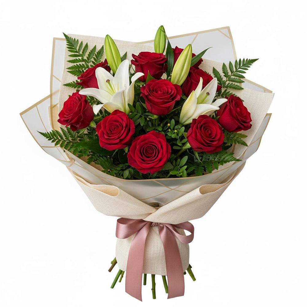 Букет цветов из: Лилии и Розы в Головинка Сочи