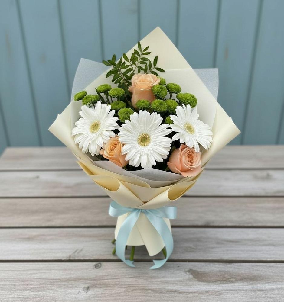 Букет цветов из: Герберы, Розы и Хризантемы в Головинка Сочи