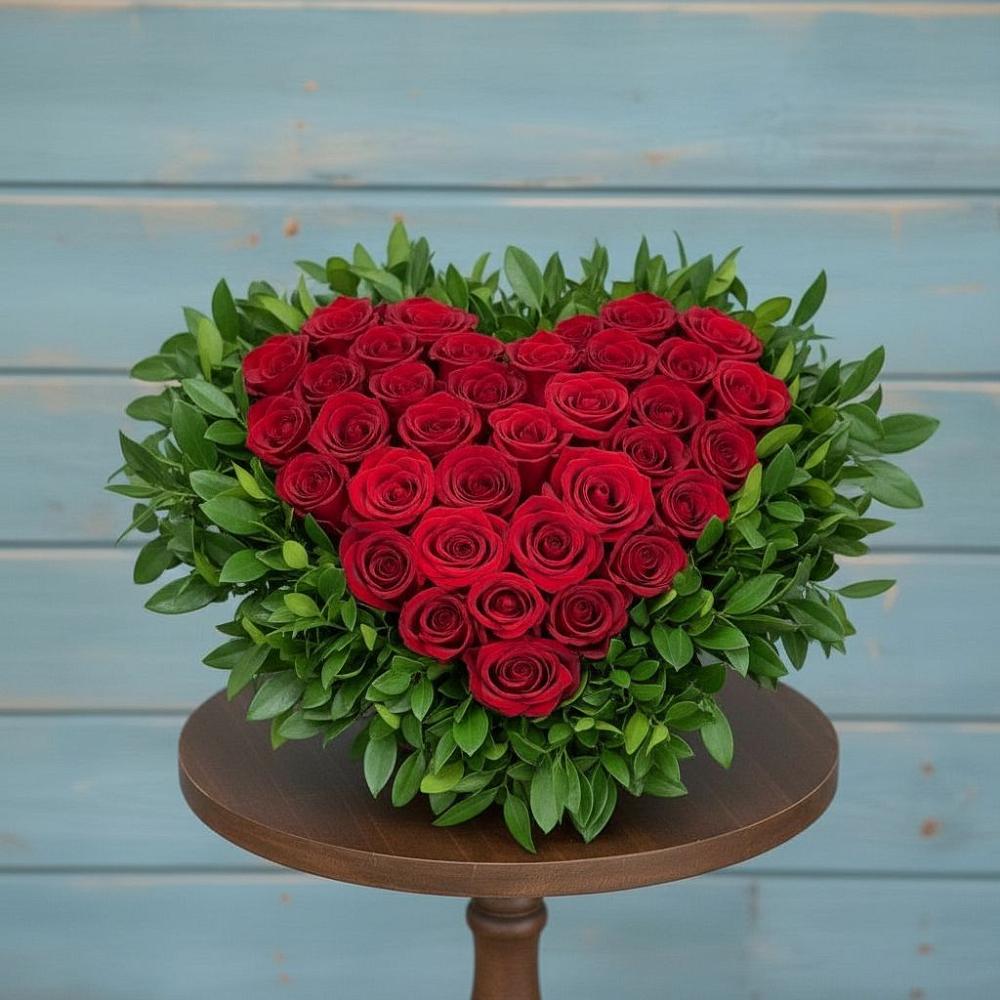 Цветочная композиция из Розы в виде сердца в Головинка Сочи