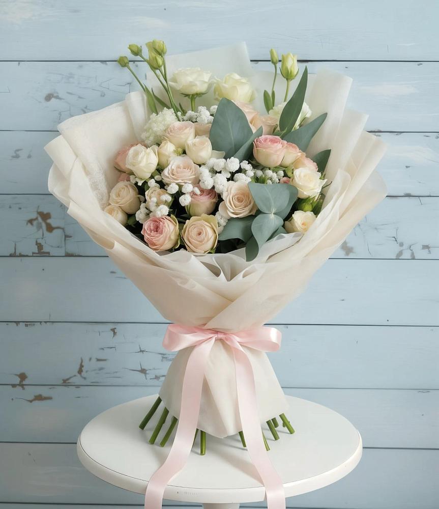 Букет цветов из: Розы и Лизиантусы в Головинка Сочи