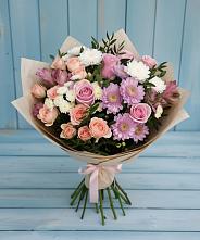 Букет цветов из:  Хризантемы, Розы и Альстромерии в Головинка Сочи