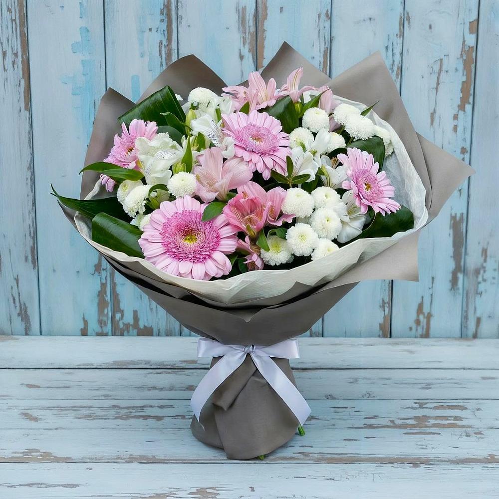Букет цветов из: Герберы, Альстромерии и Хризантемы в Головинка Сочи